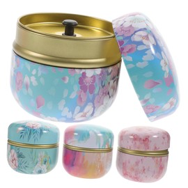 GRIRIW 4pcs Mini Apple Shape Portable Powder Jar Sealed Tinplate Tea Holder Cosmetics Powder Can Beauty Tool