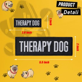 ZESION 4 Pcs Therapy Dog Patch, Tactical Vest Patch Removable Embroidered Hook and Loop for Vest Harness, Carrier, Collar