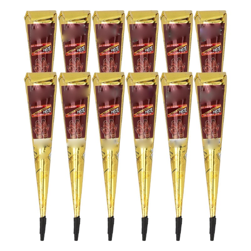 12pcs Temporary Tattoo Paste Cone Body Art Painting Drawing Paste