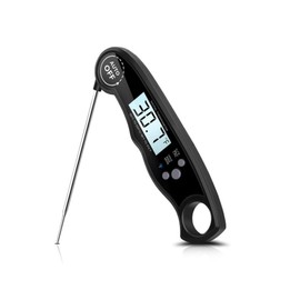 Digital Food Thermometer, Wireless Meat Thermometer Probe Foldable Waterproof Cooking Thermometer for Baking, BBQ and Frying (Black)