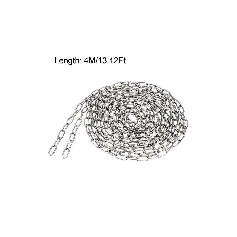 sourcing map Stainless Steel 304 Hardened Proof Coil Chain 4m