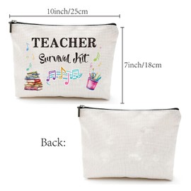 CREATCABIN Nurse Survival Kit Bag, Cosmetic Multi-Purpose Makeup Bag, Canvas Pen Case, Toiletries, Funny Travel Bag with Zip for Nursing Students, 25 x 18 cm, teacher survival kit