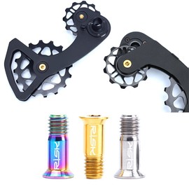 Funien 2pcs Titanium Bicycle Rear Derailleur Jockey Wheel Screw for MTB Road Bike M5 × 14.2 mm Bicycle Guide Roller Bolt Screw Ti Screws