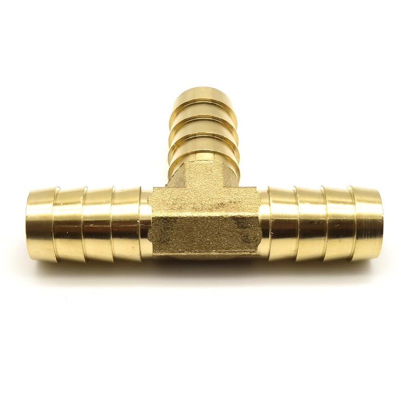 AHFMANG 3 PCS Brass Tee Barb Fitting 3/8" × 3/8"
