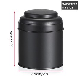 JUXYES 6 Pack Tea Tins Canister with Airtight Double Lids, 8 fl oz Loose Leaf Tea Storage Airtight Kitchen Canisters Tins Can Box for Storage Loose Tea Coffee Herbs and Spices, Black