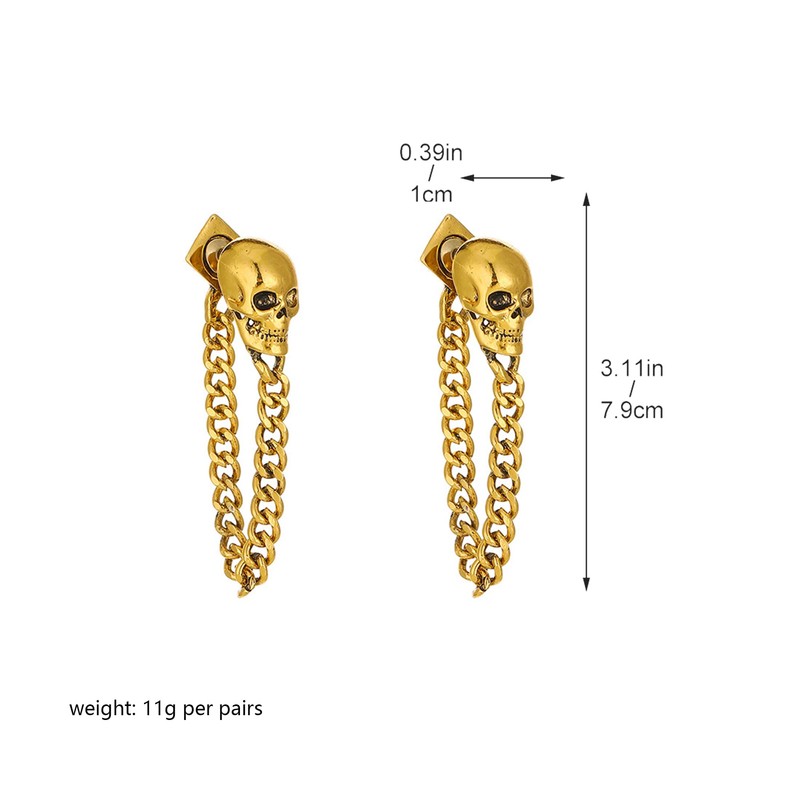 YISXVD Halloween Skull Chain Earrings for Women Hipster Vintage Gothic