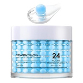 Hyaluronic Acid & Peptide Capsule Cream 24H Long-Lasting Moisturizer Face Cream, Firms, Lifts, Smoothes Fine Lines for All Skin Types, 140g/4.9oz