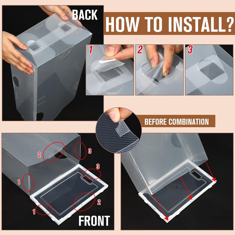 CroBlissful 24 Pack Large Shoe Storage Box Fit Size 10