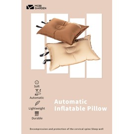 MOBI GARDEN Camping Inflatable Pillow, Automatic Ultralight Sponge, Comfortable Outdoor Travel Sleeping Pillow (Brown)