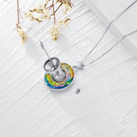 TOUPOP Tree of Life Urn Necklace for Ashes Sterling Silver Cremation Jewelry with Blue Crystal w/Funnel Filler Memorial Jewelry Gifts for Women Girls