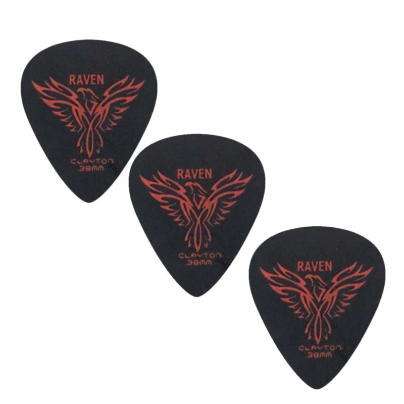 Clayton Standard Black Raven Acetal Non Slip Picks 0.38 mm