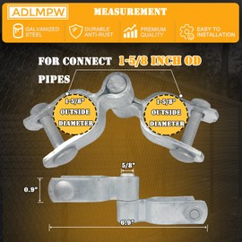 [Pack of 2] 1-5/8" x 1-5/8" Chain Link Fence Gate Post Hinge Kit, Galvanized Steel Heavy Duty Gate Hinges, Include 2 PCS Female Gate Frame Hinge, 2 PCS Male Gate Post Hinge, Bolts & Nuts Included