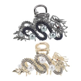 FOMIYES 2 Pcs Dragon Hair Claw Clips Metal Large Heart Jaw Clamps for Women Lightweight Sturdy Updo Hair Accessories with Oriental Dragon Motif for Cultural Events