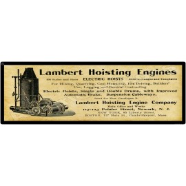 1901 Lambert Hoisting Engines New Metal Sign: Newark, New Jersey - 6 x 18"