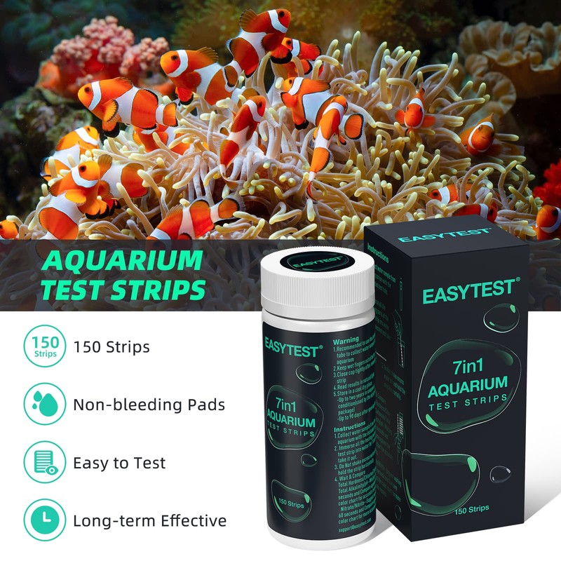 EASYTEST 7 in 1 Aquarium Test Strips, 150 Strip Pack