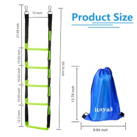 itayak 5 Step Boat Rope Ladder, Foldable Assist Boarding Outdoor Climbing Rope Ladder for Inflatable Boat, Pontoon Boat, Sailboat, Kayak, Motorboat, Canoeing