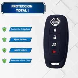 Funda de Silicona para Llave de Coche Nissan Versa Sentra March X Trail Pathfinder Rogue 4 Botones. Protector de Silicon para Llaves de Auto. Funda Carcasa para Llaves