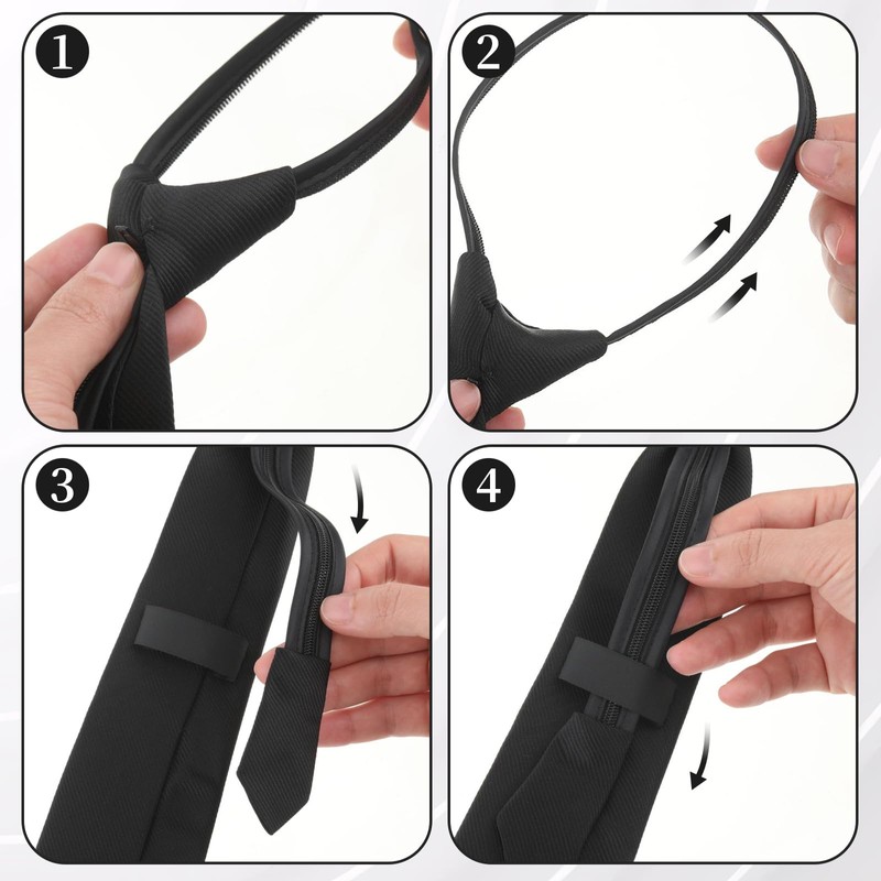 2PCS Men's Clip-on Ties - Solid Uniform Pre-tied Adjustable Neck