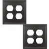 OKAWYC Black Luca Metal Wall Plate, 2-Gang Double Duplex Outlet