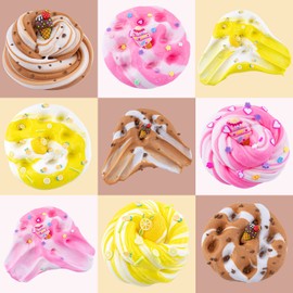 6 Pack Butterschleim, zweifarbiges, Flauschiges Schleimset für Mädchen & Jungen, weiches & antihaftbeschichtetes Spielzeug zum Stressabbau, Geschenkidee für Geburtstag Ostern Weihnachten Neujahr 829