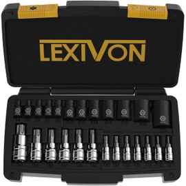 LEXIVON Master Torx Bit and Socket Set, Premium S2 Alloy & Cr-V Steel | 25-Piece, Bit Socket T8-T60 & E-Torx E4-E22 | Heavy-Duty Storage Case (LX-148)