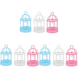 VICASKY 9 Pcs Mini Birdcage Ornament Mini Lantern Miniature Wire Bird Cage Bird Cage Decorative Desktop Decor Birdcage Candle Holders Mini Organization Tea Candle Wrought Iron Dining Table