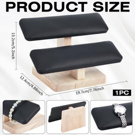 NBEADS Wood Watch Display Stand, 2 Tiers Bracelet Display Stands with Wooden Base Rectangle Bracelet Organizer Holder Watch Display Tower for Home Retail Display, Black, 19.7x12.4x13.2cm