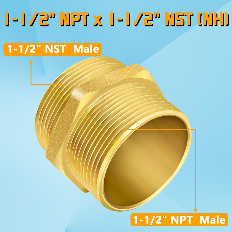 Fire Hydrant Hose Adapter, 1-1/2" NPT x 1-1/2" NST (NH)