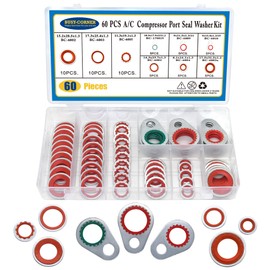 BUSY-CORNER A/C System Compressor Gasket Seals Air Conditioning Compressor Port Seal Washer Kit 60 Pieces Gasket Bonded Seal Assortment