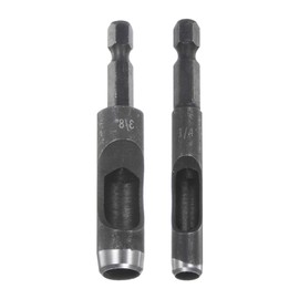 sourcing map 2pcs 1/4",3/8" Leather Hollow Hole Punch 1/4" Hex Shank for Drills, Belt Hole Punch Punching Cutter Tool for Thick Fabrics Leathercraft Working