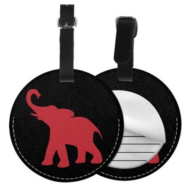 Luggage Tag Red Elephant Luggage Tags for Suitcases, Pu Leather Baggage Tags Identifiers for Travel, Name Id Label Tags for Baggage Bag Women Men