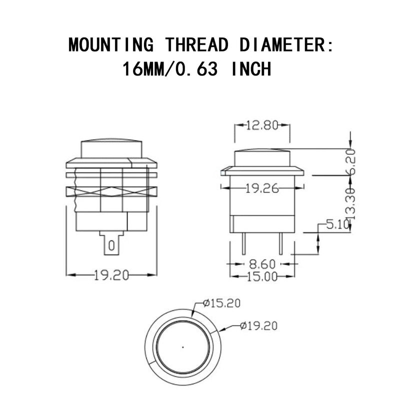Shengbowi 16 mm Momentary Push Button Switch Multicoloured 3A 250V