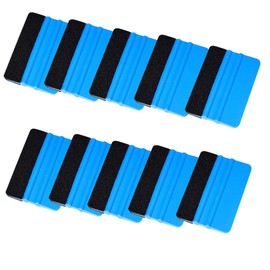 Woboren Quality Felt Edge Squeegee 4.96 Inch for Car Vinyl Scraper Sticker Applicator Tool with Black Fabric Felt Edge Blue PP Scraper