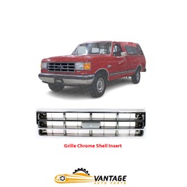 Vantage Auto Parts - Grille Assembly Compatible with Front Grille Chrome Shell Insert Plastic Compatible with Ford F-Series/Bronco 1987-1988 | Direct Replacement | E7TZ8200B | FO1200129