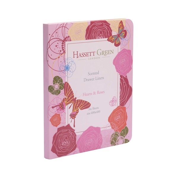 Hassett Green London - Hearts & Roses Scented Drawer Liners - Single Pack of 6 Sheets size 600 x 400 mm (Single)