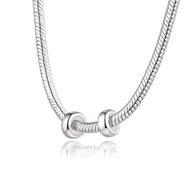 GW Clip Stopper Charms 925 Sterling Silver Round Rondelle Spacer Beads for Charm Bracelets 3mm, Gift for Women Girls (4pcs Silver Charm Stopper)