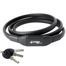 CROPS K4-10D180, Bike Lock Cable 6ft Black, Anti-Theft Cable Lock with 3 Keys and 10mm Thickness Double Wire Construction, Bicycle Lock Cable