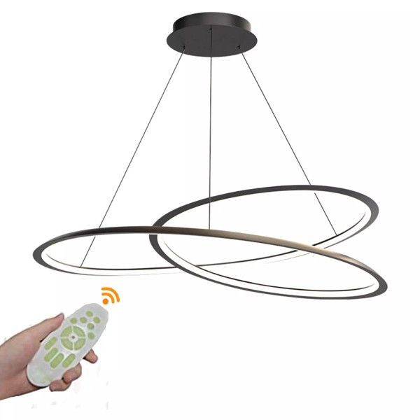 Metal Geometric Line Pendant Lamp LED Chandelier Adjustable Wire Remote