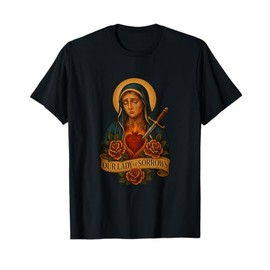 Our Lady Seven Sorrows Immaculate Heart Latin Design T-Shirt