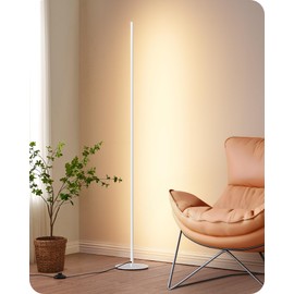 EDISHINE LED Corner Floor Lamp, Minimalist Dimmable Light with Remote, Standing 57.5 Inches Tall Lamp for Living Room, Bedroom, Home Office, 7 Color Temperature 2700-6000K (White)