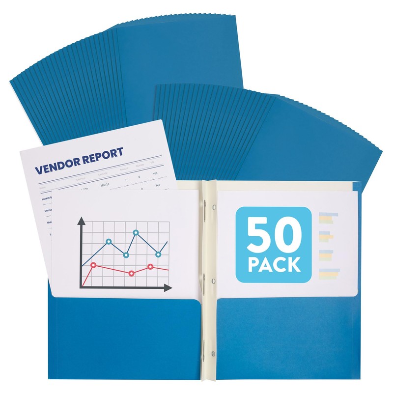 Blue Folders with Prongs, Blue Folders with Pockets and Prongs,