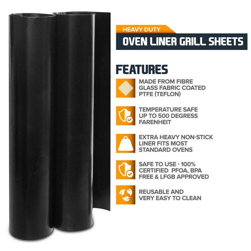 BBQ Grill Mats Oven Liners Sheets (5pk) Reusable Heavy Duty