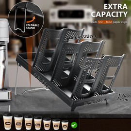 wymulot 6-Slot Paper Cup and Lid Holder, Disposable Coffee Cup Dispenser, Upright Paper Cup Dispenser for Coffee Stations, Kitchens, Bars, Restaurants, Lounges (Black)