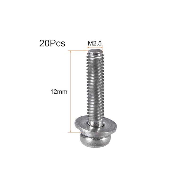 TA-VIGOR 20pcs M2.5 x 12mm Phillips Pan Head Machine Screws