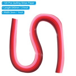 PATIKIL 540 x 3mm Rainbow Quilling Strips Paper,120 Pcs Origami Paper Quilling Strip for Art DIY Hand Craft Christmas, Gradient Red