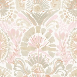 Tempaper Pink Bohemia Damask Removable Peel and Stick Boho Wallpaper, 20.5 in X 9 ft, Made in The USA