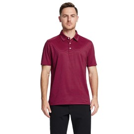 Mens Golf Shirts Moisture Wicking Dry Fit Short Sleeve Performance Sport Stripe Golf Polo Shirts for Men