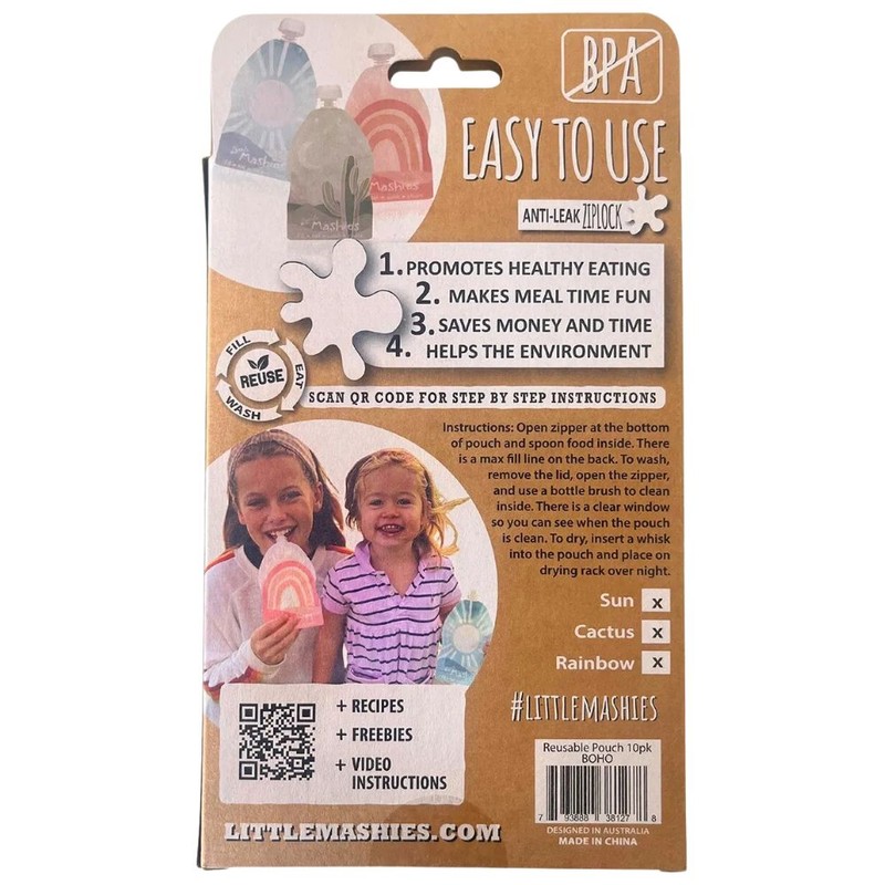 Little Mashies Reusable Squeeze Pouch 10 x 130ml
