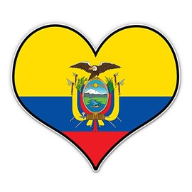 Ecuador Flag Heart - 3" Vinyl Sticker - for Car Laptop Water Bottle Phone - Waterproof Decal