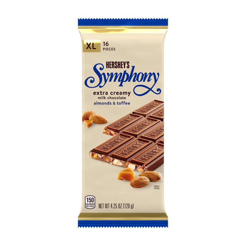 HERSHEY'S SYMPHONY Chocolate Almond Toffee XL, Candy Bars, 4.25 oz